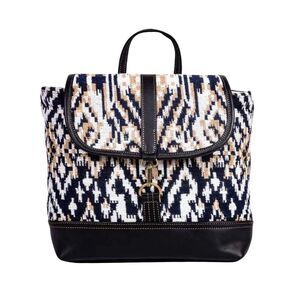 Myra Bag Handmade Jenson Backpack Upcycled Canvas & Cowhide Leather